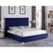 Everly Quinn John-Hendry Tufted Platform Bed Upholstered/Velvet in Blue/Black | 56 H x 86 W x 87 D in | Wayfair 295D8DE790844958BDFCB5B8CEEA7E3F