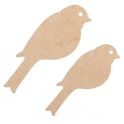 Oiseaux en MDF, 12,5 cm et 10,5 cm