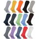 Rainbow Socks - Women Men Anti Slip Non Binding Knee High Socks - 15 Pairs - Colours MIX - Size 6,5-8