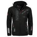 Geographical Norway Royaute Men - Men's Waterproof Softshell Jacket - Outdoor Hooded Jacket - Winter Resistant Tactical Windbreaker Jacket - Outdoor Activities (Black / Black S)