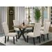 Winston Porter Conshohocken 7 - Piece Rubberwood Solid Wood Dining Set Wood/Upholstered in Black/Brown | Wayfair B494FEE98A714FD892055B5B6634DAE4