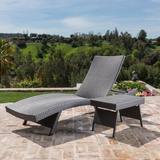 Bay Isle Home™ Lisbeth 2 Piece Adjustable Lounge & Wicker Table Reclining Chaise Lounge Metal in Brown/Gray | 13.78 H x 27.56 W x 79.53 D in | Outdoor Furniture | Wayfair