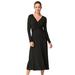 Plus Size Women's Draped Bodice Knit Midi Dress by ellos in Black (Size 14/16)