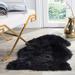 White 24 x 1 in Area Rug - Mercer41 Tateos Handmade Shag Sheepskin Black Area Rug | 24 W x 1 D in | Wayfair F81B4B4097704C16BB2FD2D8EDA93079