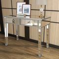 House of Hampton® Danthai 39.5" Console Table Wood/Mirrored/Glass in Brown/Gray | 28.5 H x 39.5 W x 17.75 D in | Wayfair