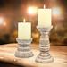 Ophelia & Co. Small Cone Wood Tabletop Candlestick Wood in Brown/White | 3.94 H x 4.06 W x 4.06 D in | Wayfair BCHH4560 38298236