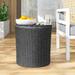 Winston Porter Captolia Rattan Side Table Wicker/Rattan in Gray | 16.75 H x 17.5 W x 17.5 D in | Outdoor Furniture | Wayfair