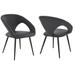 Elin Gray Faux Leather and Black Metal Dining Chairs ( Set of 2 ) - Armen Living LCELCHBLGR