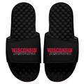 Men's ISlide Black Wisconsin Badgers Basketball Stacked Slide Sandals