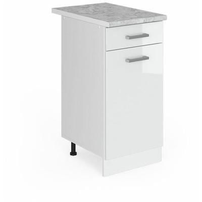 Küchenunterschrank R-Line, Weiß Hochglanz, 40 cm , ap Marmor Vicco Image