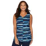 Plus Size Women's Crisscross Timeless Tunic Tank by Catherines in Blue Stripe (Size 4X)