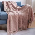 Couverture de canapé douce avec glands plaid nordique couvre-lit de voyage jeté de fil textile