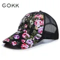 COKK – Casquette de Baseball en maille ajustable pour femme chapeau de soleil à motif floral pour