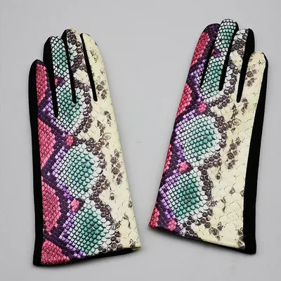 Gants d'hiver chauds pour femmes en daim léopard cuir pour écran tactile motif zèbre