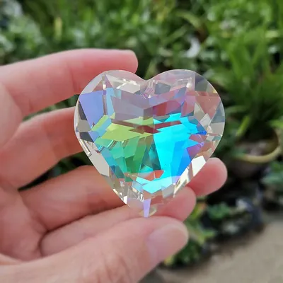 Attrape-soleil en cristal avec pendentif en forme de cœur lustre prisme arc-en-ciel