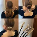 Pince à cheveux en velours magique coréen pour femmes fleur nœud de perle fabricant de chignon