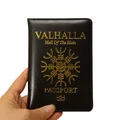 Valhalla-Juste de passeport en cuir PU étui noir histoire mythologique portefeuille de voyage