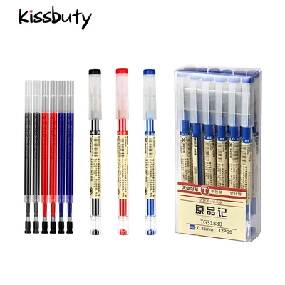 Ensemble de stylos à Gel 0.35mm recharge d'encre rouge/noir/bleu stylo à tige pour marqueur de