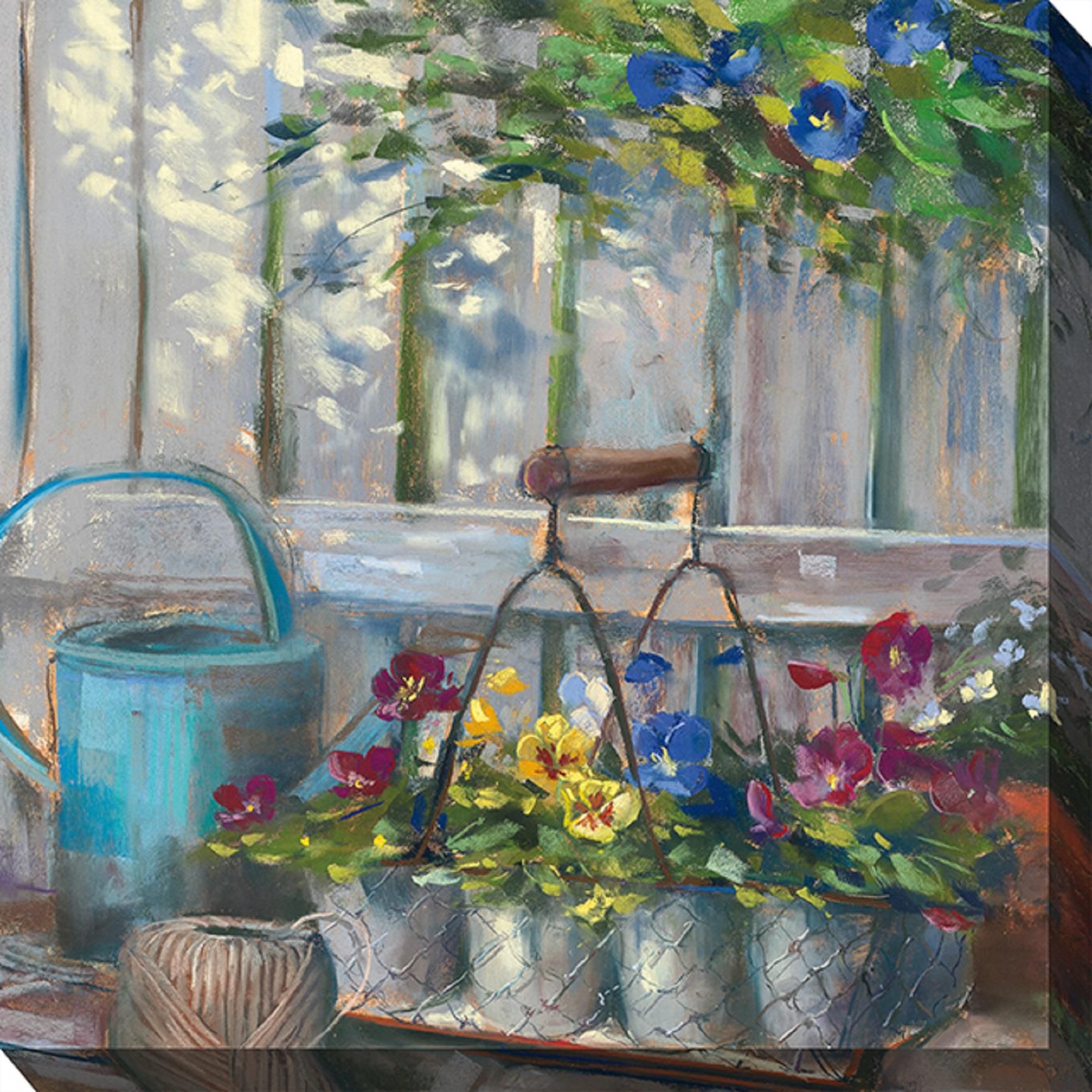 PANSY BASKET OUTDOOR ART 24X24 by West of the Wind in Multi