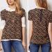 Anthropologie Tops | Anthropologie: Postmark Short Sleeve Blouse Textured Fabric. Euc | Color: Black/Tan | Size: Xs