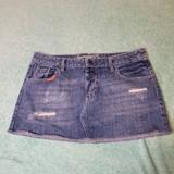 American Eagle Outfitters Skirts | American Eagle Distressed Jean Skirt Size 12 | Color: Blue | Size: 12