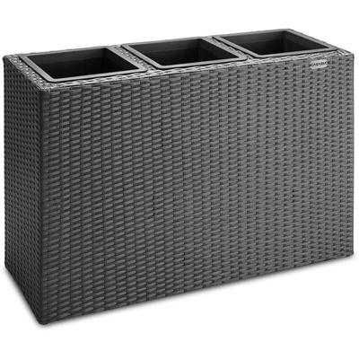 Casaria® Blumenkasten 3 Innentöpfe Polyrattangeflecht Herausnehmbar Blumentopf Übertopf Pflanzkübel