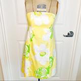 Lilly Pulitzer Dresses | Lilly Pulitzer Strapless Butterfly Floral Dress L4 | Color: Green/Yellow | Size: 0