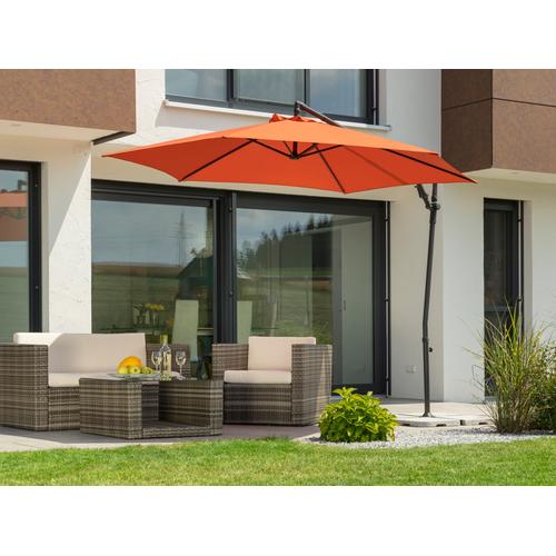 Schneider Schirme Ampelschirm Genua, mit Schirmständer, ohne Wegeplatten orange Sonnenschirme -segel Gartenmöbel Gartendeko
