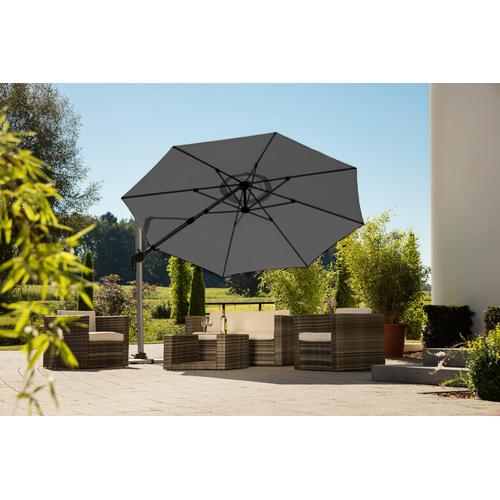 Schneider Schirme Ampelschirm Bermuda, mit Schirmständer, ohne Wegeplatten grau Sonnenschirme -segel Gartenmöbel Gartendeko