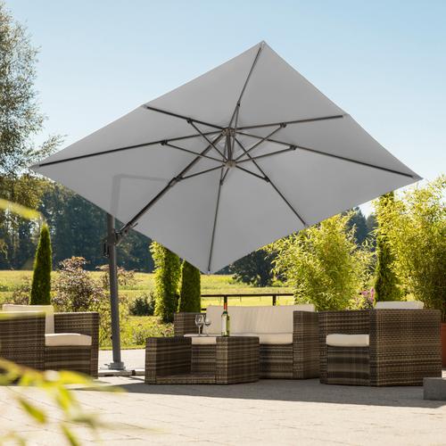 Schneider Schirme Ampelschirm Rhodos Twist, mit Schutzhülle, ohne Wegeplatten grau Sonnenschirme -segel Gartenmöbel Gartendeko