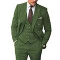 Formal Men's Suits 3 Pieces Regular Fit Tweed Wool Prom Tuxedos(Blazer+Vest+Pants)(Green,38)