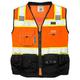 REXZUS (C) Vest Mens Class 2 Black Series Safety Vest With Zipper and Utility Pockets Premium Black Series Surveyors Vest (Medium, Orange/Black)