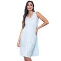 Ladies Cotton Sleeveless Pale Blue Nightdress ~ 100% Cotton Voile V Neck Nightgown ~ Jodie (Medium)