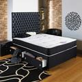 Home Furnishings UK Hf4you Black Chester Ortho Divan Bed - 4ft Small Double - No Storage - 20" Black Faux Leather Headboard