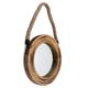 Funly mee Rustic Round Decorative Mirror with Solid Wood Frame and Rope Hanging Antique Wall Decoration