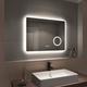 EMKE LED Bathroom Mirror Illuminated Wall Bluetooth Mirror 800 x 600mm Touch Switch + Demister Pad + Shaver Socket + 3X Magnifying Mirror, Horizontal