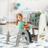 Gymax 2 In 1 2 Arts & Crafts Table & Chair Set Plastic in Gray | 39 H x 21 W in | Wayfair GYM06396