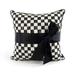 MacKenzie-Childs Courtly Check® Sash Throw Pillow Polyester/Polyfill/Cotton Blend in Gray/White/Black | 18 H x 18 W x 8 D in | Wayfair 75759-040B