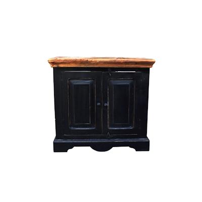 SIT Möbel Bad-Unterschrank | 2 Türen | Mango + MDF | schwarz mit honigfarbiger Deckplatte | B 66 x T 41 x H 60 cm | 0589