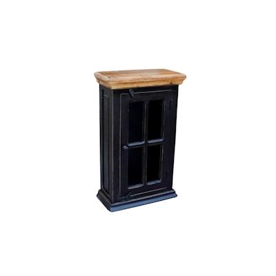 SIT Möbel Hängeschrank | 1 Tür | Mango + MDF | schwarz mit honigfarbiger Deckplatte | B 44 x T 20 x H 70 cm | 05802-11 |