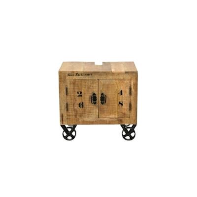 SIT Möbel Bad-Unterschrank auf Rollen | 2 Türen | lackiertes Mangoholz natur antik| B 66 x T 43 x H 61 cm | 01908-04 | S