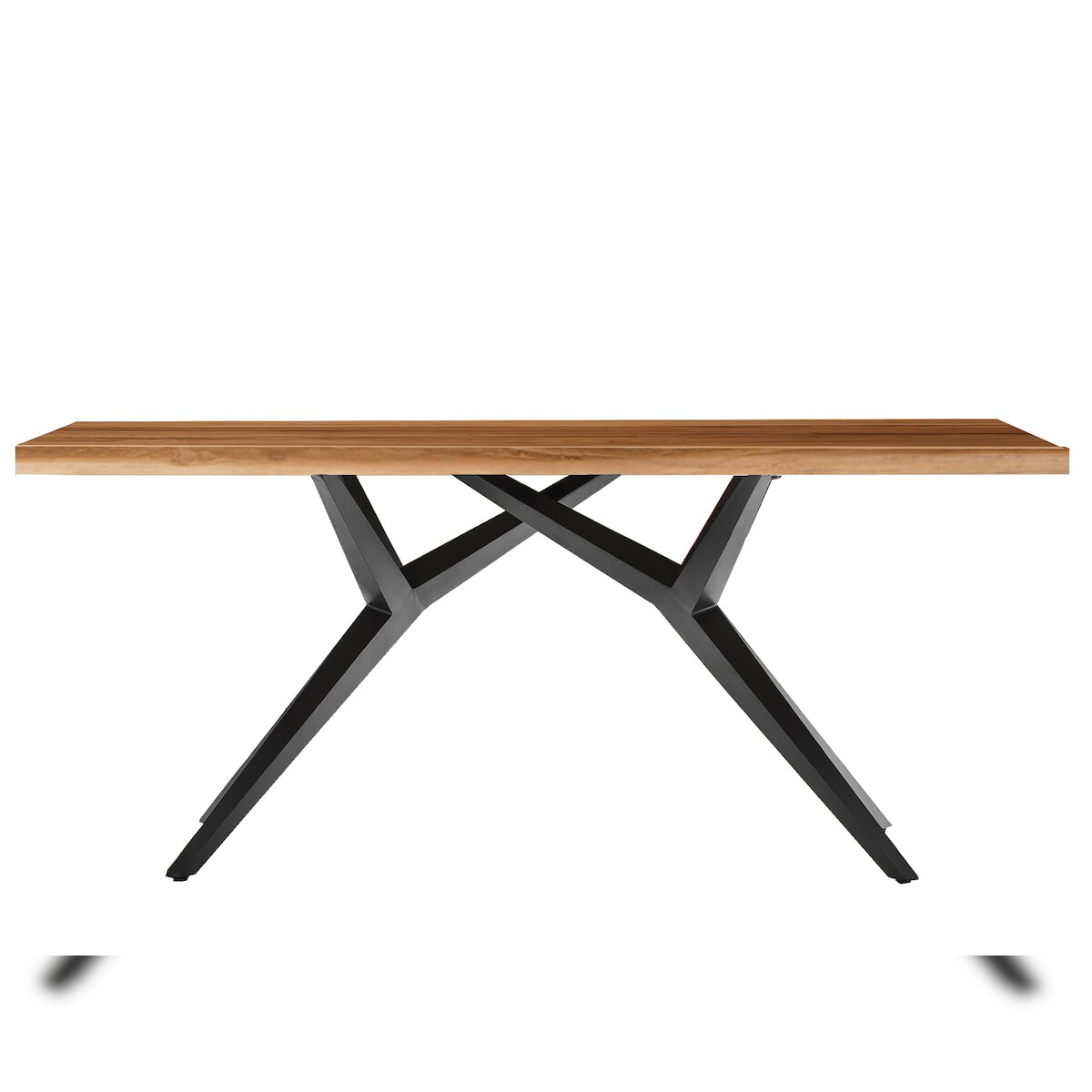 SIT Möbel Esstisch aus Teak-Holz 220 cm | Platte 50 mm natur | Gestell Metall antikschwarz | B 220 x T 100 x H 73 cm | 15512-11 | Serie TABLES & CO