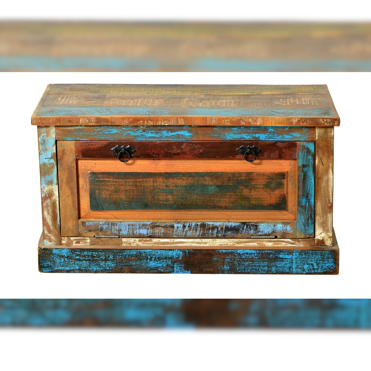 SIT Möbel Schuhschrank mit 1 Klappe | Altholz lackiert | bunt | B 85 x T 40 x H 45 cm | 09158-98 | Serie RIVERBOAT Image