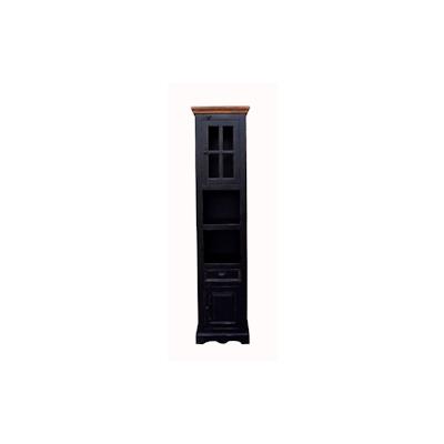 SIT Möbel Badschrank | 2 Türen, 1 Schublade, 2 offene Fächer | Mango+MDF | schwarz | B 44 x T 35 x H 188 cm | 05897-11 |