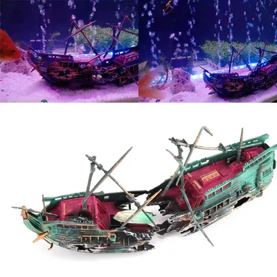 Grand Aquarium décoratif de 24x12cm bateau en plastique décor pour Aquarium