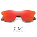 GM – lunettes de soleil polarisées en bois rouge pour hommes et femmes monture carrée sans bords