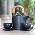 Dakota Fields Roger Tea Set for 2 People, Ceramic in Black | 10.25 H x 10 W x 4.3 D in | Wayfair 839EE5B35C1546ABB721FF0907887234