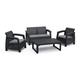 Alibert by Keter Corfu 2er Set Gartenstuhl aus Kunstoff + Corfu II Love Seat + Gartentisch Lyon, Graphit