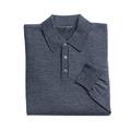 Men's 3 Button Polo Long Sleeve Jumper - Extra Fine 100% Pure Merino Wool Knitwear Sweater (Grey, Medium)