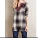 Anthropologie Tops | Anthropologie Floreat High Low Plaid Tunic Size S | Color: Gray/White | Size: S